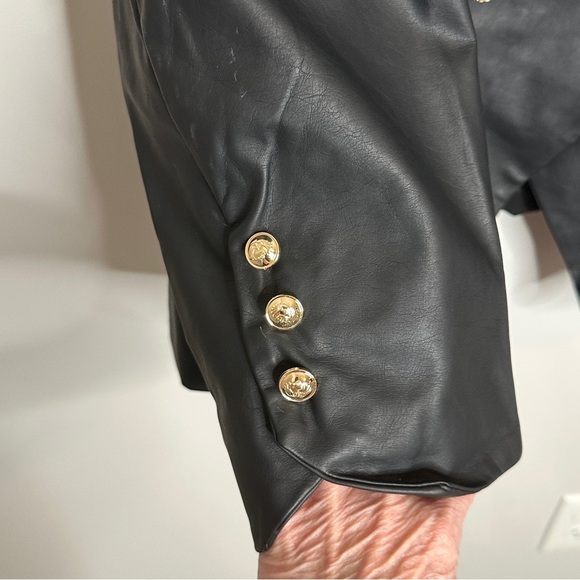 City Chic Black Faux Leather Royalty Double Breasted Blazer Size XL 22 NWT Edgy - Picture 12 of 13